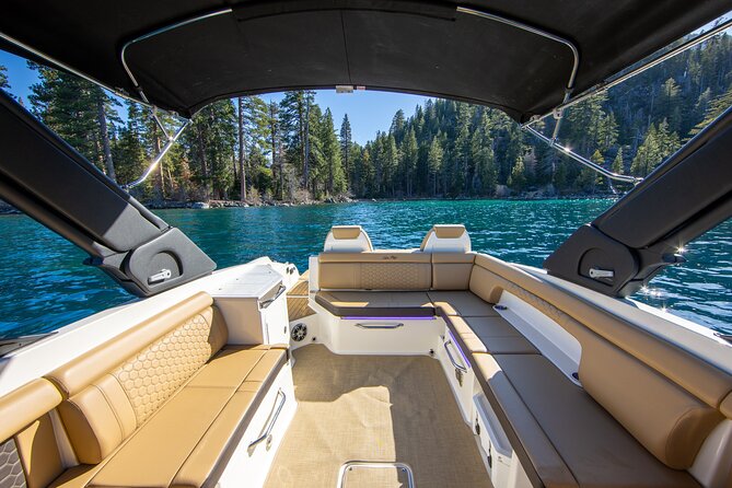 30ft Luxury Private Yacht Charter on South Lake Tahoe - Swimming, snacks, and the floating lily pad