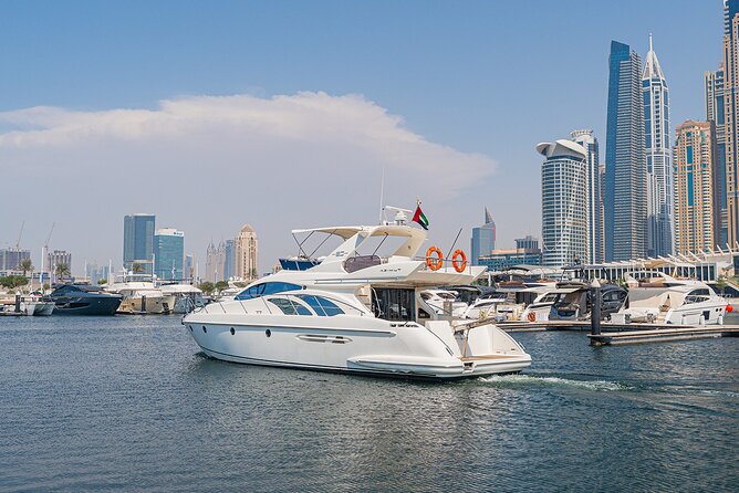 3hr Yacht- Palm Jumeirah with FREE Snacks and 30 Min Seabob - A private yacht view of Dubai’s famous coast
