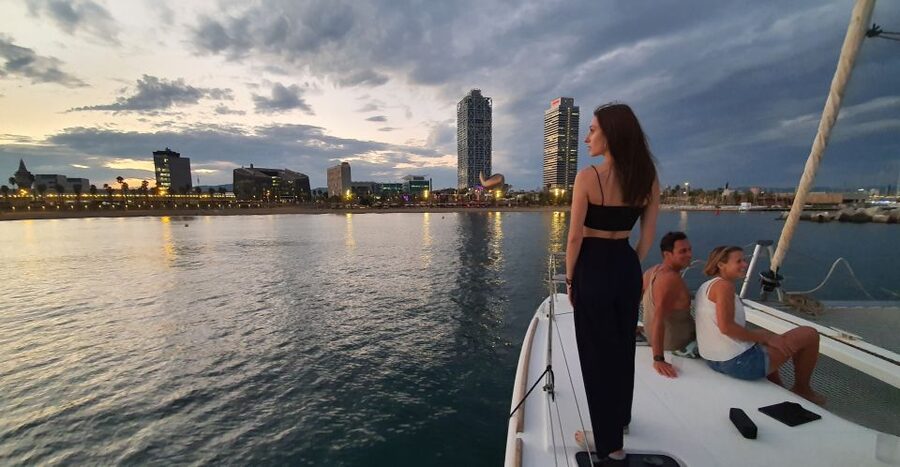 Barcelona: Luxury Private Sunset Yacht Cruise - Out on the Mediterranean with the city behind you