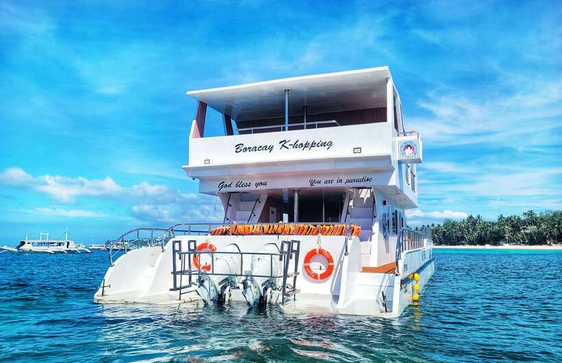 Boracay: Ultimate Party Cruise aboard the Andy World Yacht - The food and drink setup