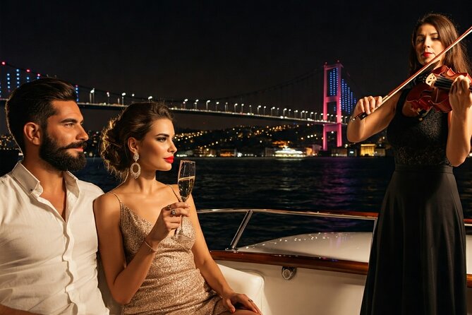 Bosphorus Night Cruise with Luxury Yacht - The Fatih Sultan Mehmet Bridge and the Asian shore