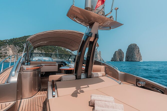 Capri private luxury yacht cruise from sorrento on Riva rivale 52 - The Green Grotto and Punta Carena Lighthouse
