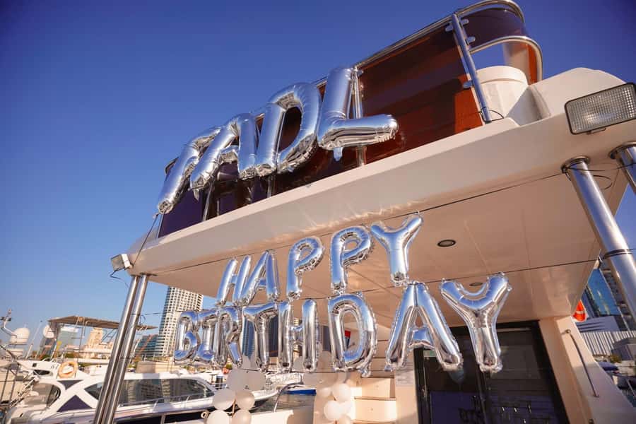 Celebrate Your Birthday in Style on luxury Yacht in Dubai - Decorations, Cake, and the Birthday Setup