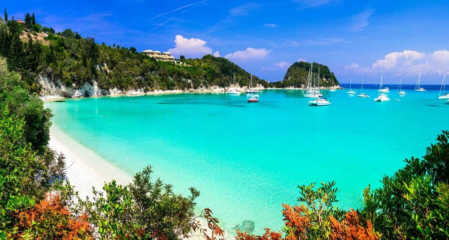 Corfu: Private yacht cruise to Paxos - Antipaxos & Caves - Paxos from the water, with time to swim