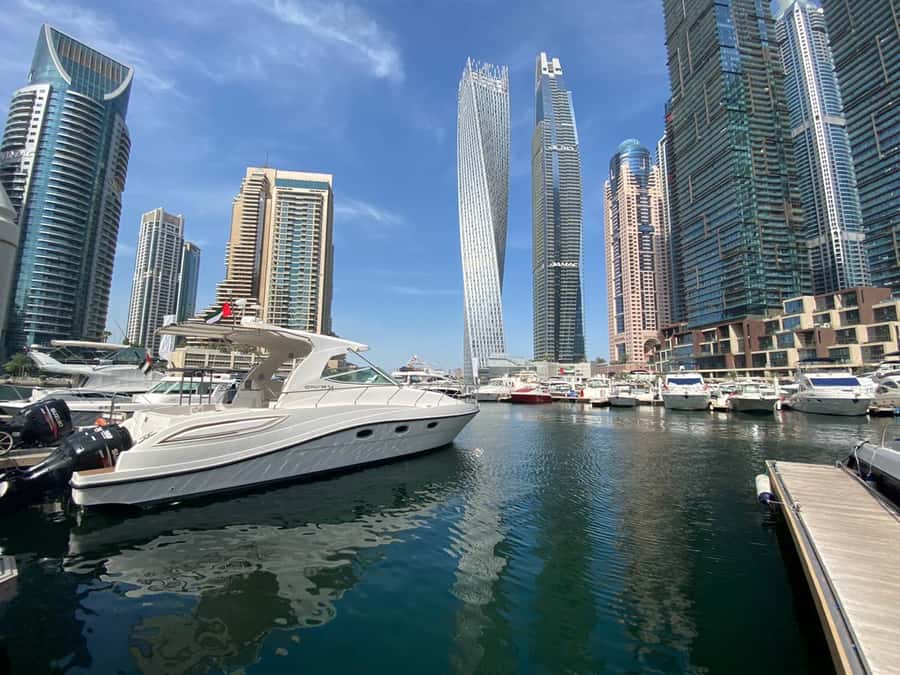 Dubai Marina: 2-Hour Mini Yacht Ride - JBR, the Skydive area, and a possible swim