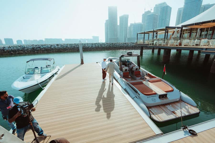 Dubai : Private Yacht Tour with Swimming at Palm Jumeirah - Along the coast toward Burj Al Arab