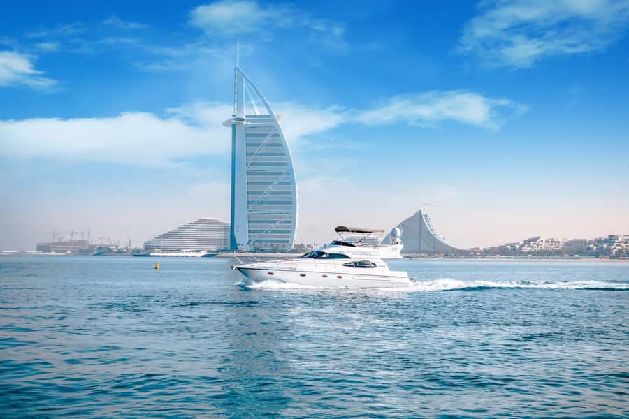 Dubai Yacht Tour - Boat Trip upto 12 guests Private event - Food, drinks, music, and the onboard setup