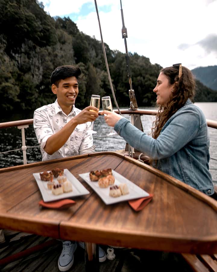 Evening Champagne Cruise on Historic 1935 Motor Yacht. - From Te Anau wharf to open water