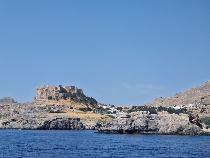 From Rhodes: Yacht Cruise to Lindos with Lunch and Drinks - St. Paul’s Bay, with lunch waiting on board