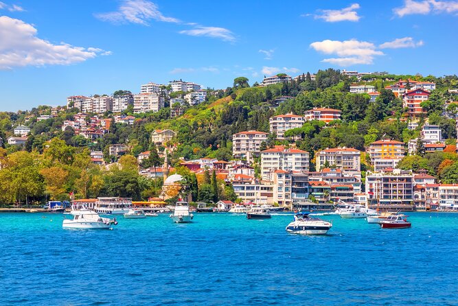 Luxurious Bosphorus Small Group Sunset Yacht Cruise with Snacks - Çırağan and Feriye show the imperial waterfront