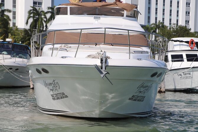 Luxury Yacht in Paradise and snorkel by Isla Mujeres - The cost, dock fee, and group value