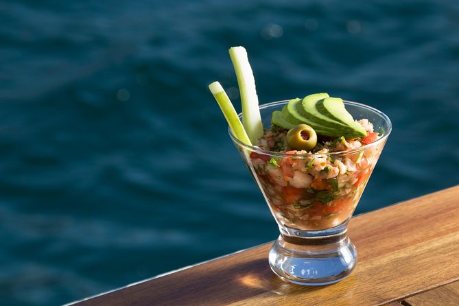 Luxury Yacht Snorkeling & Lunch Cruise from Cabo San Lucas - Baja tacos, ceviche, and a long meal aboard