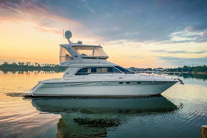 Private 3 Hour Sunset Cruise On A 50' Luxury Yacht With Captain - A private yacht at sunset, not a crowded harbor ride