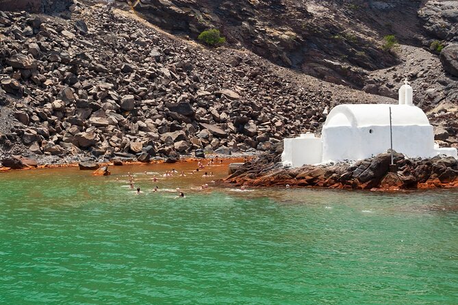 Private Full-Day Motor Yacht Cruise with Meal, Open Bar+Transfers - A full day on Santorini’s volcanic coast
