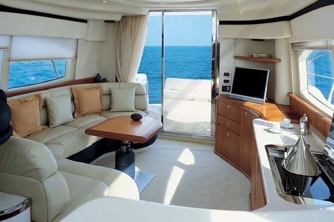 Santorini Caldera: Private Flybridge Yacht Experience - Thirassia brings the meal and a slower pause