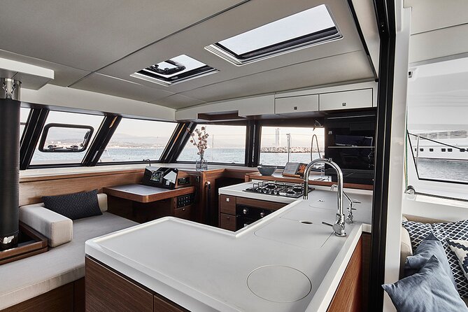 Santorini Private Tour Half-Day Sailing Platinum Catamaran Cruise - Oia from the water