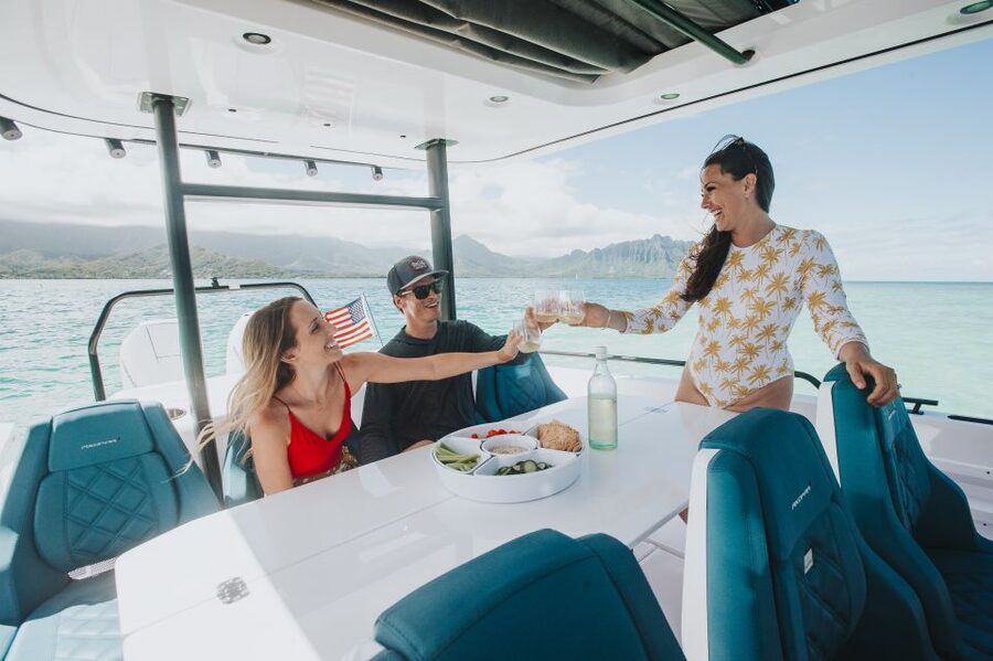 The Fastest All Inclusive Private Motor Yacht in Santorini - The Akrotiri Lighthouse and the caldera entrance