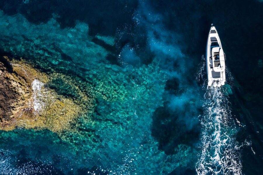The Fastest All Inclusive Private Motor Yacht in Santorini - A sunset finish by Akrotiri Lighthouse