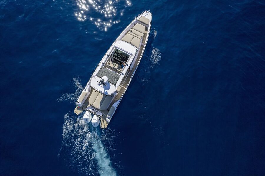 The Fastest All Inclusive Private Motor Yacht in Santorini - Red Beach begins the coastal tour
